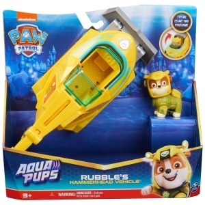 Masina de jucarie PAW PATROL Aqua Pups cu figurina Rubble, 23 cm, design Hammerhai - Img 2