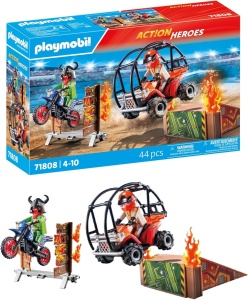 Masina de jucarie PLAYMOBIL Stunt Show 71808 cu motocicleta si accesorii