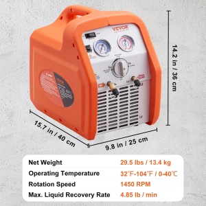 Masina de recuperare a agentului frigorific VEVOR 34 HP, 4,85 lbsmin, portabila - Img 7