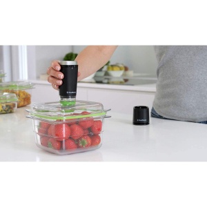 Masina de sigilat in vid cu acumulator FoodSaver pentru sigilarea alimentelor cu statie de incarcare | Mini aparat de sigilat in vid cu 1 recipient pentru conservare si marinare si 5 aparate de sigilare in vid cu pastrare proaspata [VS1199X] - Img 5