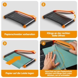 Masina de taiat hartie Fiskars, A5 si A4, negruorange, 10 foi - Img 5