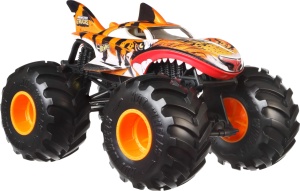 Masina de Teren Hot Wheels Tiger Shark, 124, cu Roti Mari si Detalii Realiste