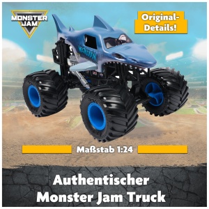 Masina de Teren Monster Jam Megalodon 124, Culoare Albastru-Gri, Pentru Copii de la 3 Ani - Img 2