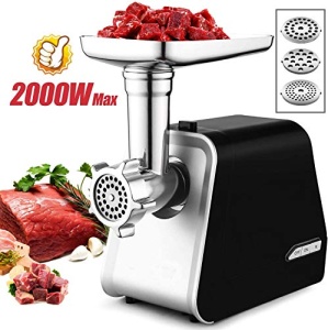 Masina de tocat carne Nictemaw, masina de tocat carne electrica 2000W, masina multifunctionala cu 3 placi de macinare si tuburi de umplere a carnatilor, masina de carnati din otel inoxidabil, robot de bucatarie multiplu pentru umplutura de carnati - Img 7