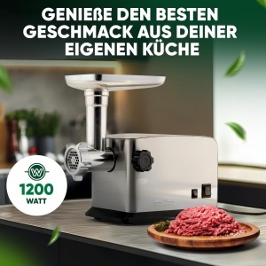 Masina de tocat carne ProfiCook PC-FW 1272 1200W functie revers accesorii pentru carnati si biscuiti - Img 7