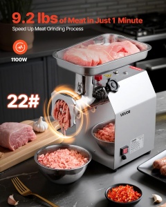 Masina de tocat carne VEVOR, 1100W, 4.2 kgmin, inox - Img 2