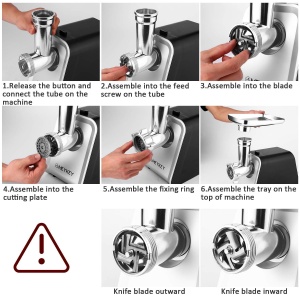 Masina de tocat electrica 2000W din inox multifunctionala cu accesorii pentru carnati - Img 6