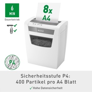 Masina de tocat hartie Leitz IQ Home Office S, 8 foi, 15L, silentioasa - Img 2
