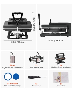 Masina de Transfer VEVOR 5 in 1, 38 x 38 cm, 1400 W, Negru - Img 9