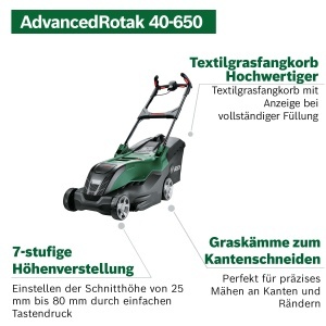 Masina de tuns iarba Bosch AdvancedRotak 40-650, 1700 W, latime taiere 40 cm - Img 2