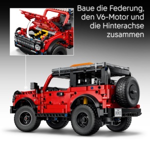 Masina LEGO Technic Ford Bronco 42213, SUV Offroad, 943 piese, rosu - Img 3