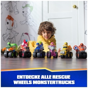 Masinuta PAW Patrol Rescue Wheels Rocky Monster Truck Verde cu Figurina si Proiectil - Img 7
