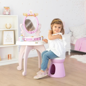 Masuta de Frizerie Disney Princess Smoby cu Oglinda, Hocker si Accesorii, 49 x 36 x 94 cm - Img 6