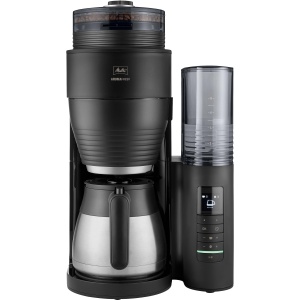 Melitta AromaFresh Therm Pro X - Aparat de cafea cu rasnita, aparat de cafea cu filtru cu ulcior termic si rezervor de apa detasabil, pentru pana la 8 cani de cafea, negru