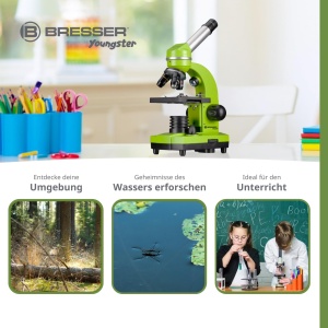 Microscop Bresser Junior BIOLUX SEL cu suport smartphone, 40x-1600x, verde - Img 3