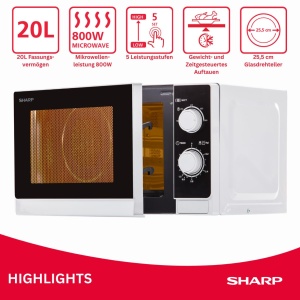 Microunde SHARP R200INW, 20 L, 800 W, Argintie - Img 3