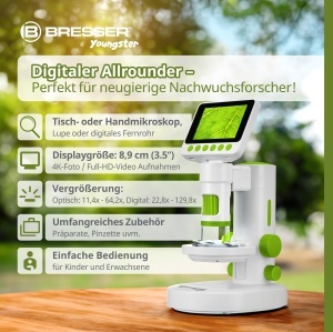 Mikroscop digital Bresser Youngster pentru copii, 11,4x-129,8x, cu ecran LCD de 3,5 inch - Img 2