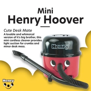 Mini aspirator de birou Henry Hoover rosu portabil si usor pentru curatarea tastaturii si suprafetelor - Img 2