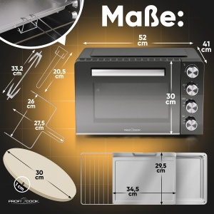 Mini Cuptor Electric ProfiCook PC MBG 1277, 30L, 1500W, cu Pizzastein - Img 7