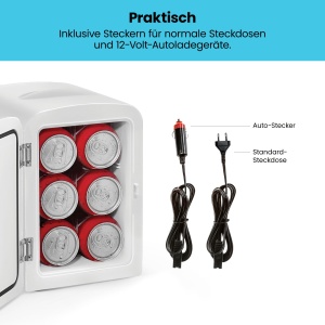 Mini frigider portabil alb Iceman, raceste si incalzeste, Frigider mic cu 4 litri, 6 compartimente pentru produse cosmetice, gustari, machiaj, curent alternativ/curent continuu, casa/masina/dormitor - Img 5