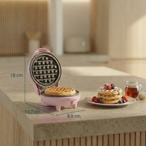 Mini Waffeleisen Bestron AMW500P, 550W, Antiaderent, Roz - Img 2