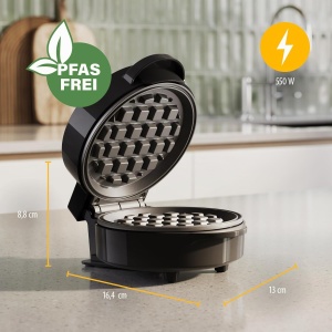 Mini Waffeleisen Tristar WF-2109, 550 W, Antiaderent, Compact - Img 2
