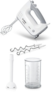 Mixer de mana Bosch ErgoMixx MFQ36440 450W Alb 5 viteze Turbo Accesorii incluse