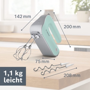 Mixer de mana Bosch MFQ40302, 500W, turcoazsilver, 2 teluri din otel inoxidabil - Img 2