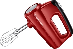 Mixer de mana Russell Hobbs [Mixer de mana] Desire Red (5 niveluri de viteza + functie turbo, 2 teluri si carlige de aluat sigure pentru masina de spalat vase, buton de evacuare, pozitie de parcare verticala) Mixer de mana 24670-56 - Img 1