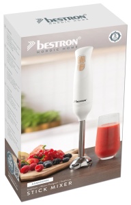 Mixer vertical Bestron ASM600NH 600W Alb cu detalii imitatie lemn 2 trepte viteza - Img 2