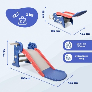 Mobiclinic(r) Kids, Tobogan pentru copii, Dino, Pliabil, Include cos si minge, Margini rotunjite, Antiderapant, Marca europeana, Max. 35 kg, Stabil, Sigur, Usor de asamblat, Interior exterior - Img 2