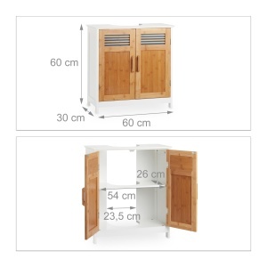 Mobilier baie Relaxdays, dulap sub chiuveta, 60x60x30cm, albbambus - Img 3