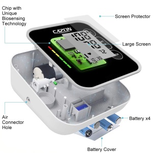 Monitoare de tensiune arteriala CAZON Monitor digital complet automat al tensiunii arteriale Masurarea ritmului cardiac Masurarea tensiunii arteriale mare cu manseta mare 2x120 Negru cu utilizator dublu - Img 2