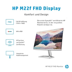 Monitor HP M22f 21.5 inch Full HD, 75Hz, 5ms, SilverNegru - Img 3