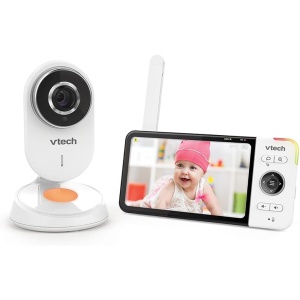 Monitor video pentru bebelusi VTech BM818, ecran HD 5 inch, vedere nocturna, lumina de veghe, alb