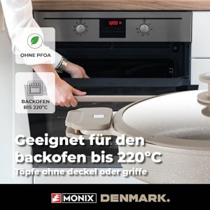 MONIX Danemarca | Set de vase de gatit din 10 piese, aluminiu turnat cu acoperire antiaderenta, potrivit pentru toate tipurile de aragaz, inclusiv plita cu inductie, bej - Img 9
