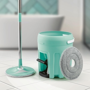 Mop cu putere de absorbtie CLEANmaxx Power Spin-Mopp Set 2 bucati microfibra 23cm - Img 2