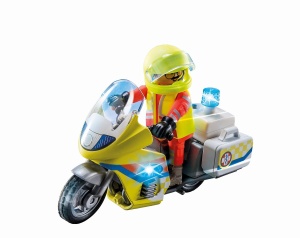 Motocicleta de salvare PLAYMOBIL 71205 cu lumini, 20 piese, pentru copii 4 - Img 5