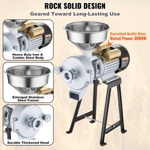 Moulin de cereale electrica VEVOR GM-002, 3000W, 50 kgh, inox - Img 6
