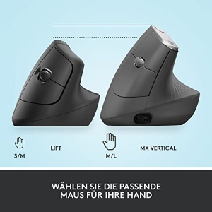 Mouse ergonomic vertical Logitech Lift, wireless, compatibil WindowsmacOS, gri - Img 11