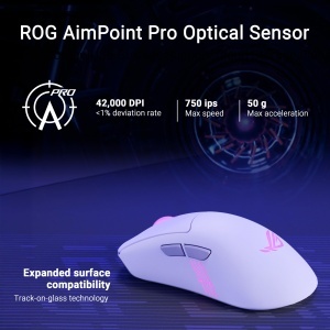 Mouse gaming wireless ASUS ROG Keris II Origin White 42000 DPI RGB alb - Img 5