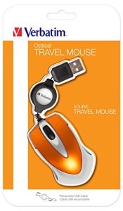 Mouse optic portabil Verbatim Go Mini, USB retractabil, 1000 DPI, portocalie - Img 5