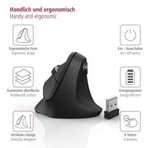 Mouse wireless ergonomic Hama EMW-500 design vertical negru - Img 6