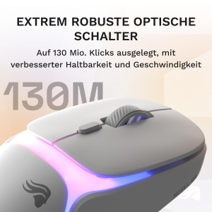 Mouse wireless gaming Glorious Model O3 sistem baterii InfinitePlay 30K DPI RGB alb - Img 5