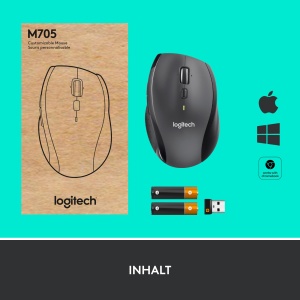 Mouse wireless Logitech M705 Marathon, 3 ani autonomie, design ergonomic - Img 9