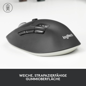 Mouse wireless Logitech M720 Triathlon Multi-Device, Bluetooth, Receptor USB Unifying, 1000DPI, 6 butoane programabile, baterie de 2 ani, pentru laptop, PC, Mac, iPadOS - gri - Img 2
