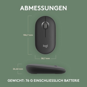 Mouse wireless Logitech Pebble 2 M350s Bluetooth design slim silentios Grafit - Img 9