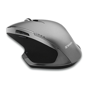 Mouse Wireless Verbatim, Mouse Wireless cu 8 Butoane, Mouse Wireless pentru Laptop, Notebook, PC si MAC cu Tehnologie Wireless 2.4 GHz si LED Albastru, Conexiune prin Nano Receiver, Gri