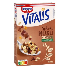 Muesli Dr. Oetker Vitalis Schoko, 4x1125g, cu fulgi de ovaz si ciocolata