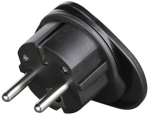 Mufa de calatorie Hama pentru conectarea dispozitivelor straine (de exemplu, China, Marea Britanie, SUA, Australia si multe altele) la prize germane cu impamantare (de asemenea, pentru Spania, Franta si multe altele) Adaptor de calatorie negru